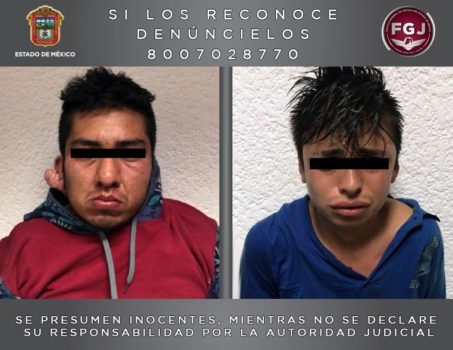 Aseguran FGJEM y policía estatal a dos probables extorsionadores en #Tonatico