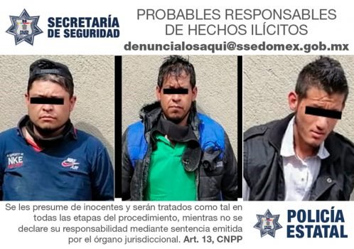 Detienen a tres sujetos posibles responsables del delito de robo con violencia