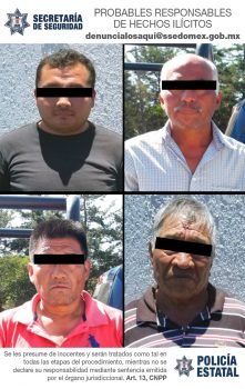 Detienen en flagrancia a cuatro posibles responsables del delito de robo