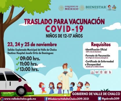 Valle de Chalco anuncia vacunación contra Covid-19 para personas de 12 a 17 años