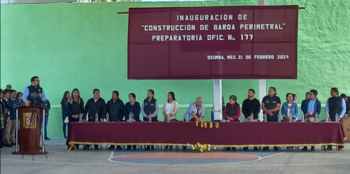Inaugurada Barda Perimetral en Escuela Preparatoria de Ozumba por el Presidente Municipal Valentín Martínez Castillo