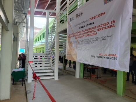 Inauguran obra de infraestructura educativa en Tepetlixpa para mejorar la seguridad de los estudiantes