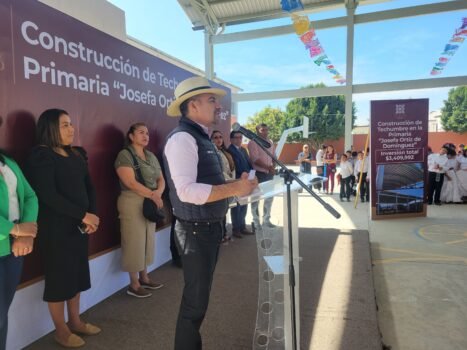 Entrega de techumbre en primaria Domínguez beneficia a estudiantes de Hacienda San Juan