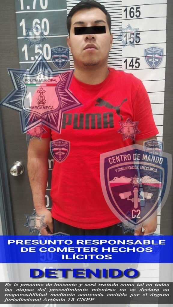 Policía de Amecameca frustra intento de robo y asegura a tres presuntos delincuentes