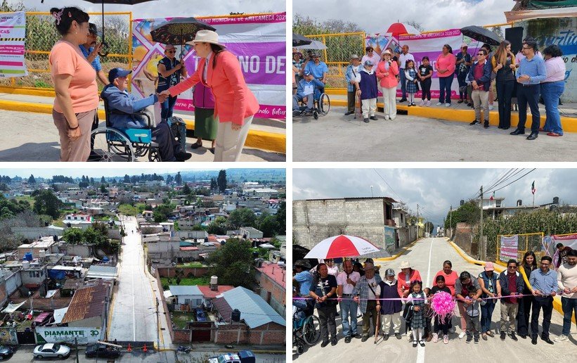 Amecameca entrega pavimentación de la calle Melchor Ocampo para mejorar la movilidad